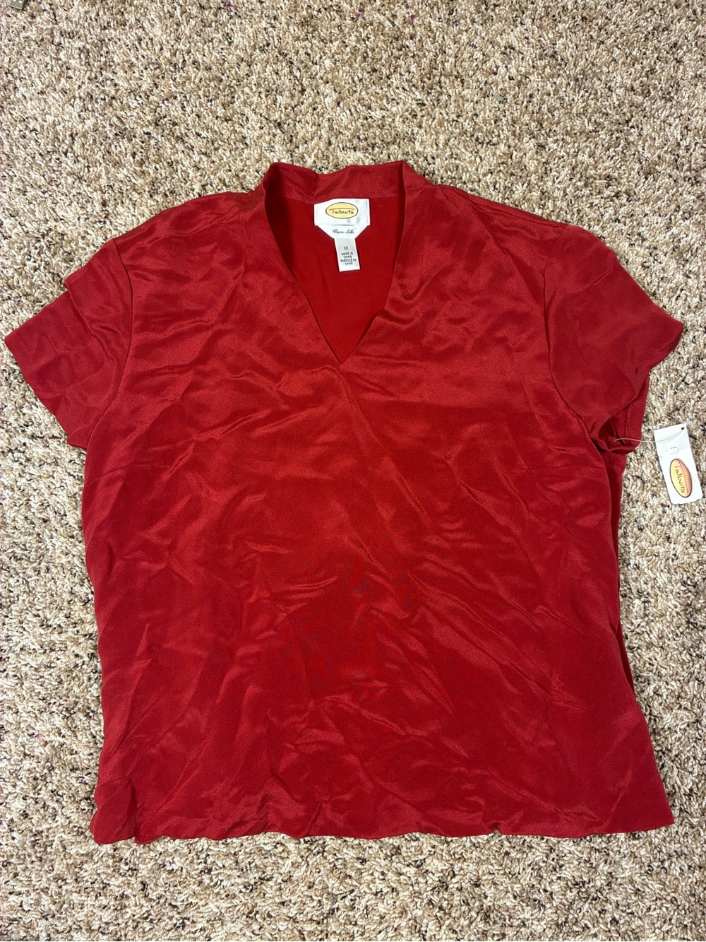 Talbots VTG 100% Pure Silk V Neck Blouse